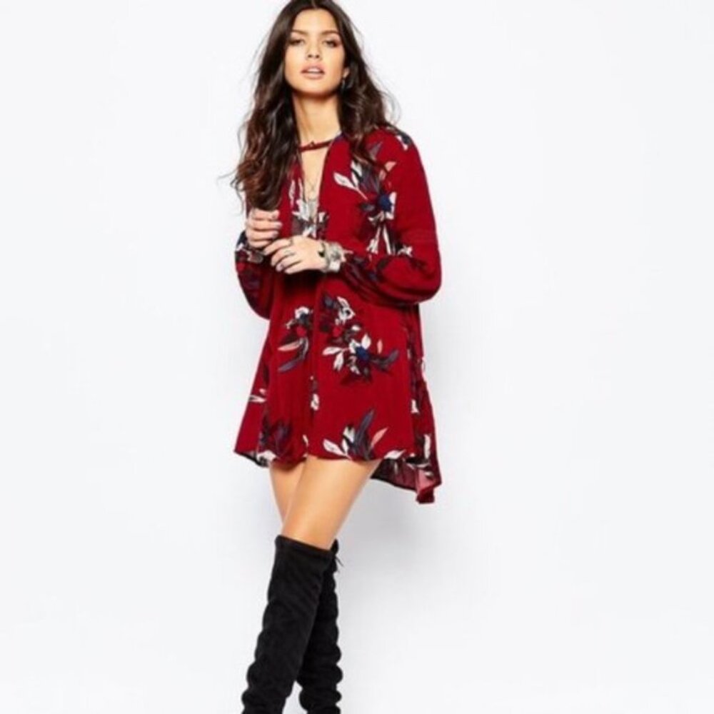 Free People Electric Orchid Tree Floral Swing Tunic XS